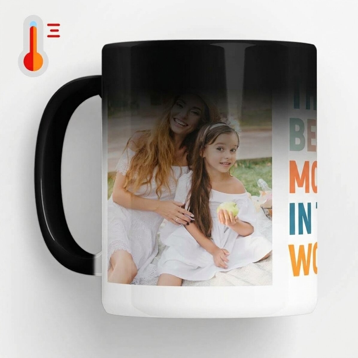 Personalisierte Zaubertasse mit 2 Fotos – „Best mom ever!“
