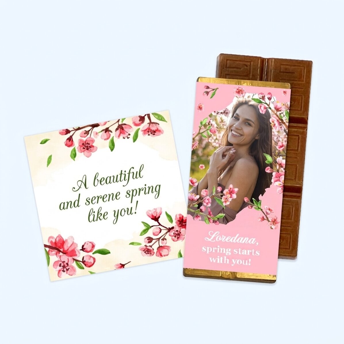 Frühlings-Geschenkset mit Magnet und personalisierter Mini-Schokoladentafel