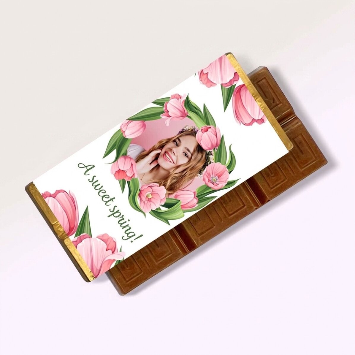 Personalisierte Mini-Schokoladentafel mit Botschaft und Foto – Ein süßer Frühling!