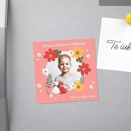 Individuell gestalteter Magnet (10 x 10) mit Foto und Botschaft – 1. März