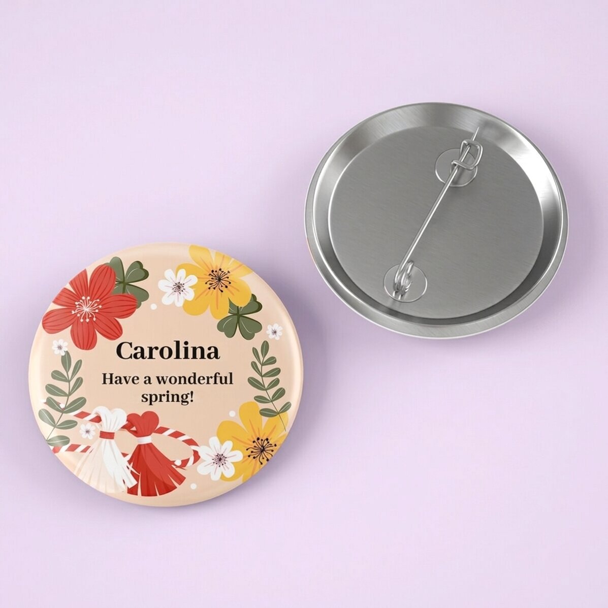 Personalisiertes Button mit Namen und Text