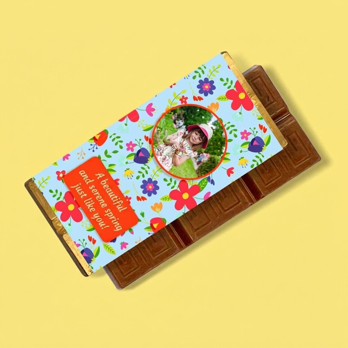 Personalisierte Mini-Schokoladentafel mit Botschaft und Foto – Pretty Flowers