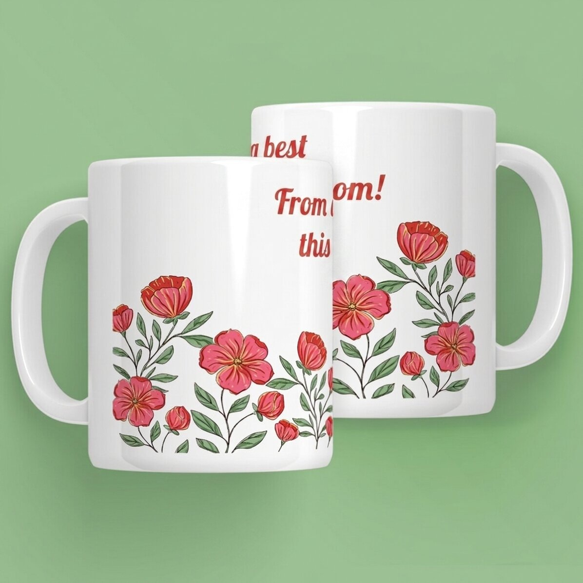 Personalisierte Tasse mit Text – Floral