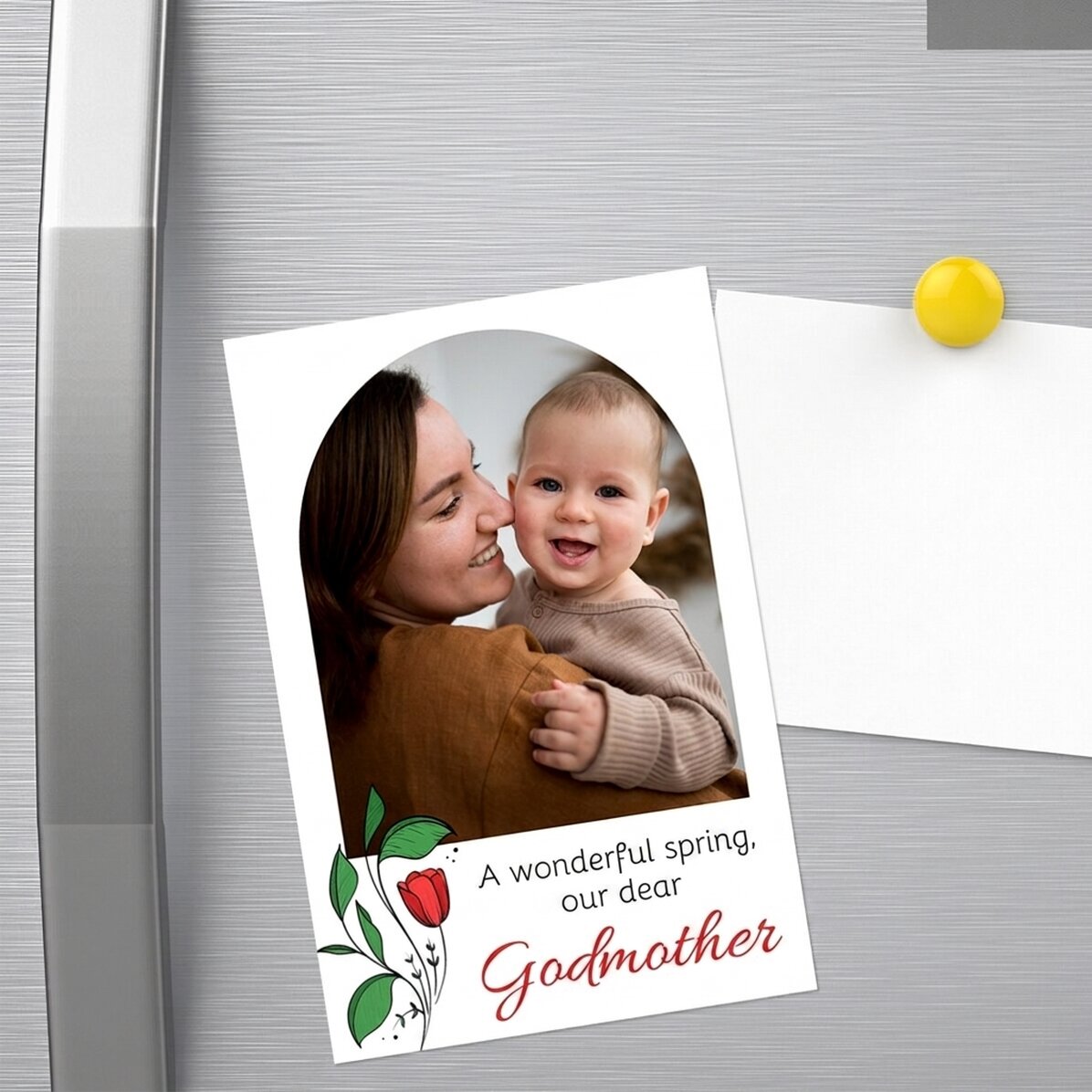Individuell gestalteter Magnet (10 x 15 cm) mit Foto und Botschaft – Blumen für dich