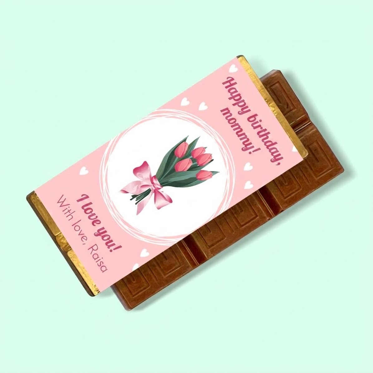 Personalisierte Mini-Schokoladentafel mit Botschaft – Flowers