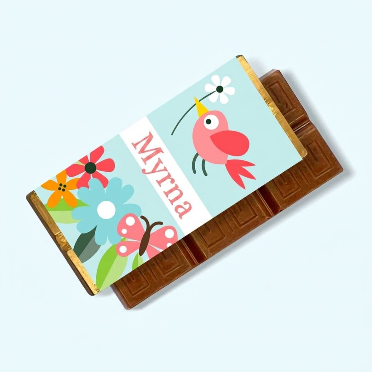Personalisierte Mini-Schokoladentafel mit Namen – Blumen