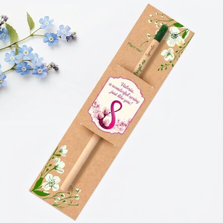 Personalised plantable pencil with message - 8 March