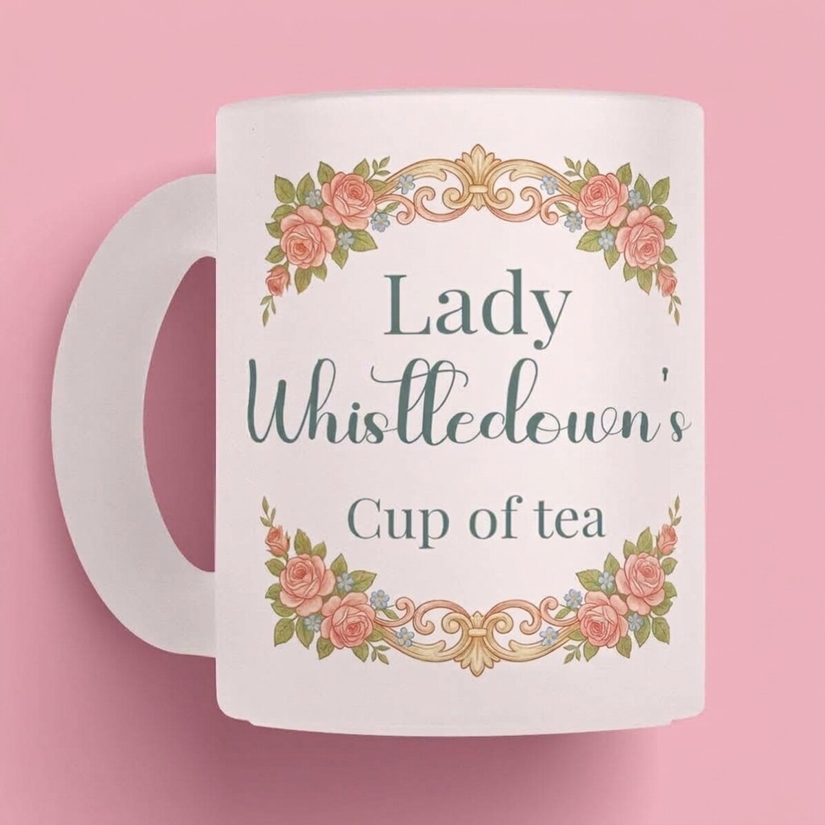 Personalisierte Tasse mit Foto und Text – Bridgerton-Stil