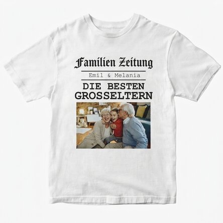 Personalisiertes Baumwoll-T-Shirt mit Foto und Text – Die besten Großeltern