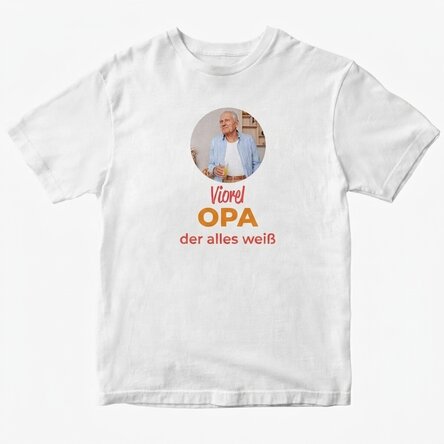 Personalisiertes Baumwoll-T-Shirt mit Foto und Text – Opa