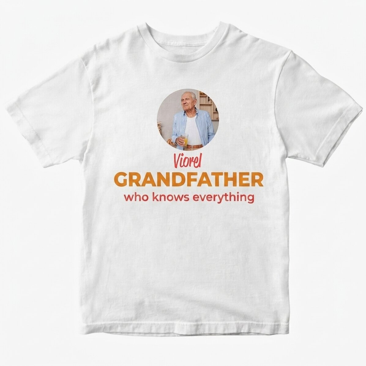 Personalisiertes Baumwoll-T-Shirt mit Foto und Text – Opa