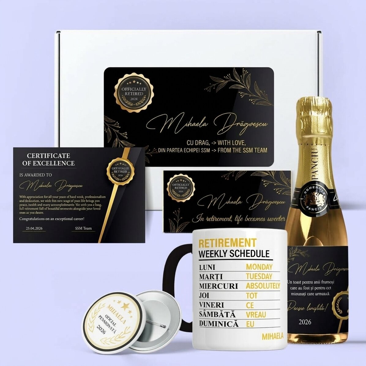 Personalisiertes Geschenkset zum Ruhestand