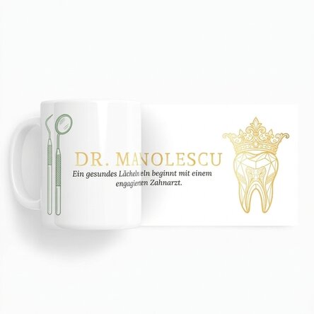 Personalisierte Tasse mit Text – Golden Dentist