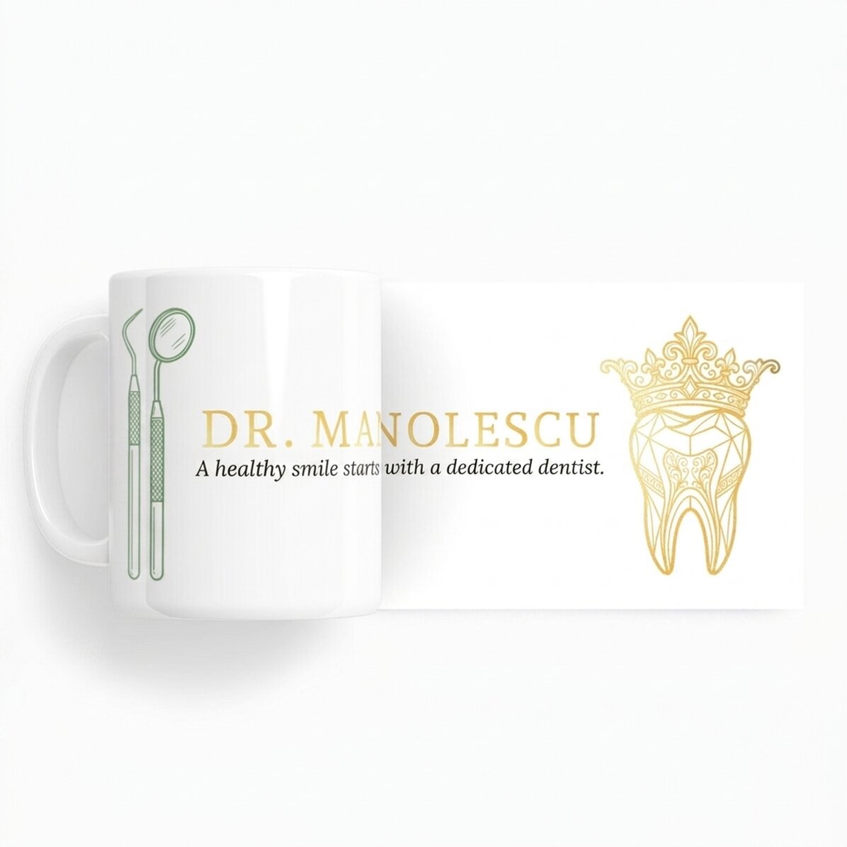 Personalisierter Becher mit Text – Golden Dentist