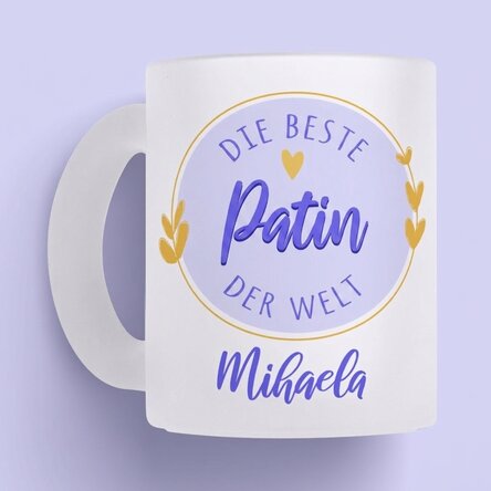 Personalisierter Glasbecher mit Text – Die beste Patin