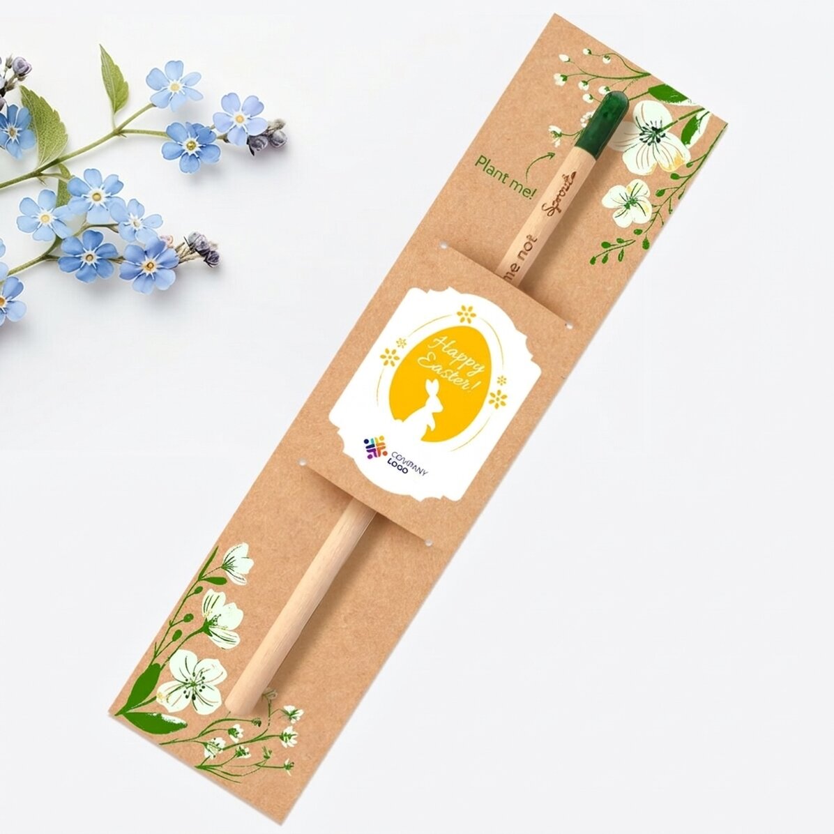 Personalisierter pflanzbarer Bleistift mit Logo und Botschaft – Frohe Ostern