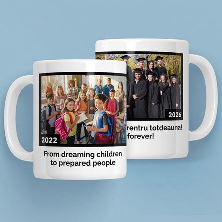 Personalisierte Tasse mit 2 Fotos und Text – Erinnerungen