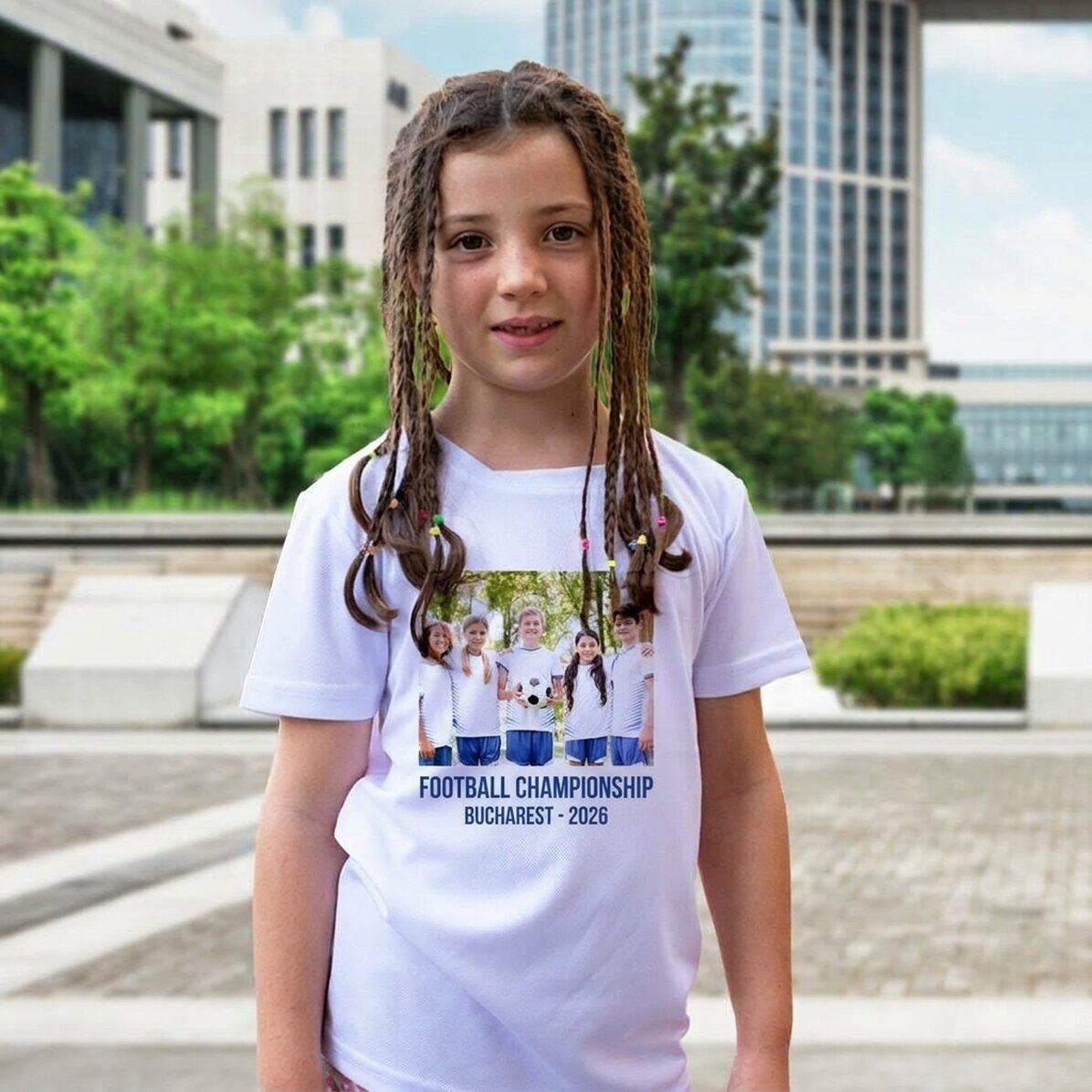 Personalisiertes Sport-T-Shirt für Kinder mit Foto und Text