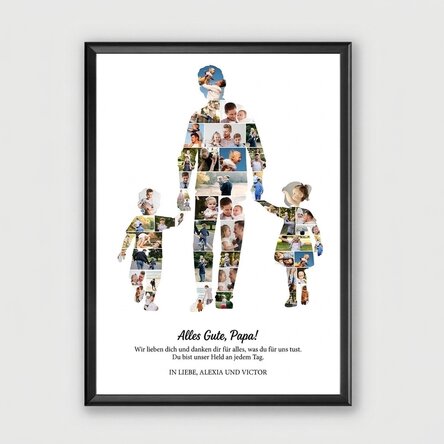 Individuell gestaltetes Bild mit Text und 49 Fotos – Vater, Tochter und Sohn