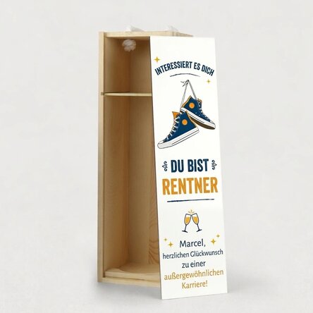 Personalisierte Weinkiste mit Text – Rentner