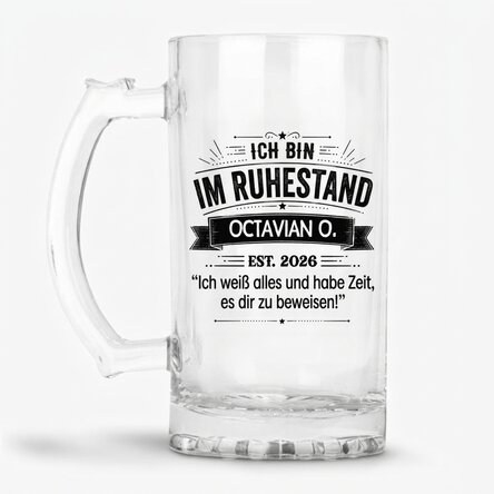 Personalisierter Bierkrug mit Text – Rentner