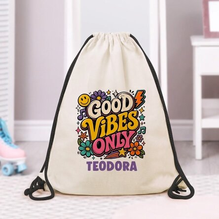 Personalisierter Rucksack mit Aufdruck – „Good vibes only“