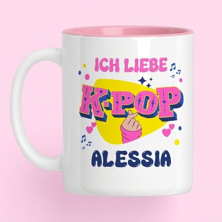 Personalisierte Tasse mit Text – K-Pop