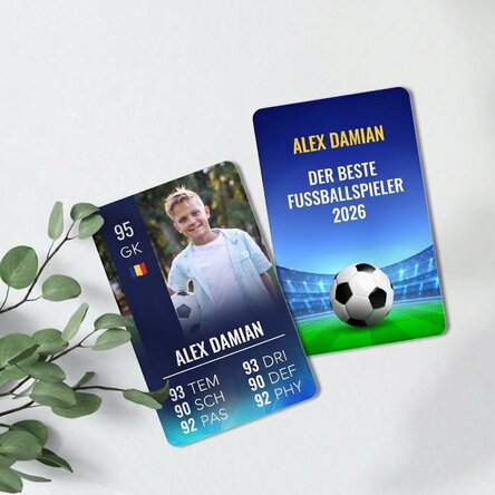 Individuell gestaltete Aluminiumkarte (Vorder- und Rückseite) mit Botschaft und Foto – FIFA