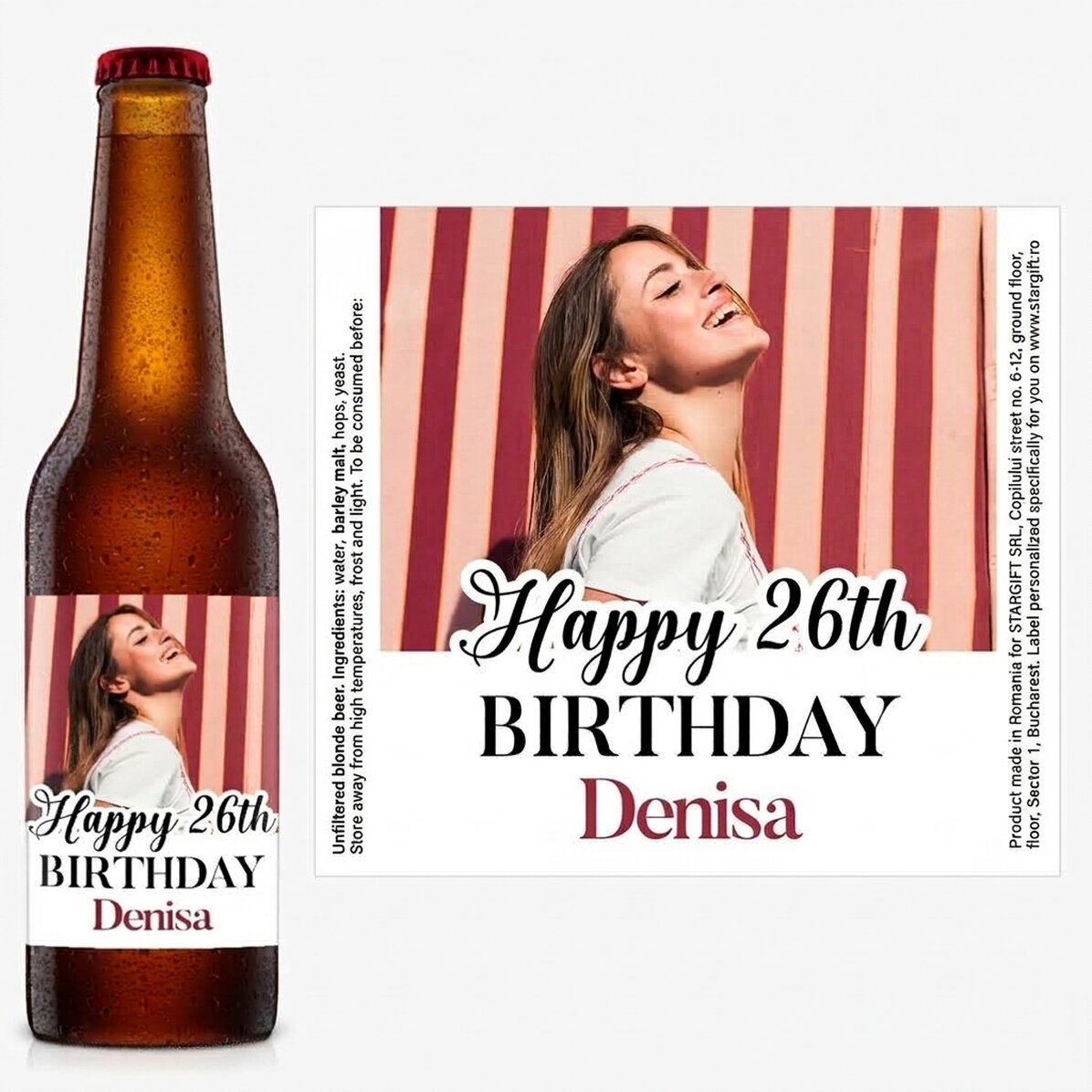 Individuell gestaltetes Bier mit Foto und Botschaft – Happy Birthday