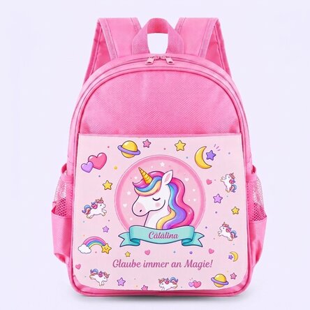 Personalisierter Schulranzen mit Text – Einhorn