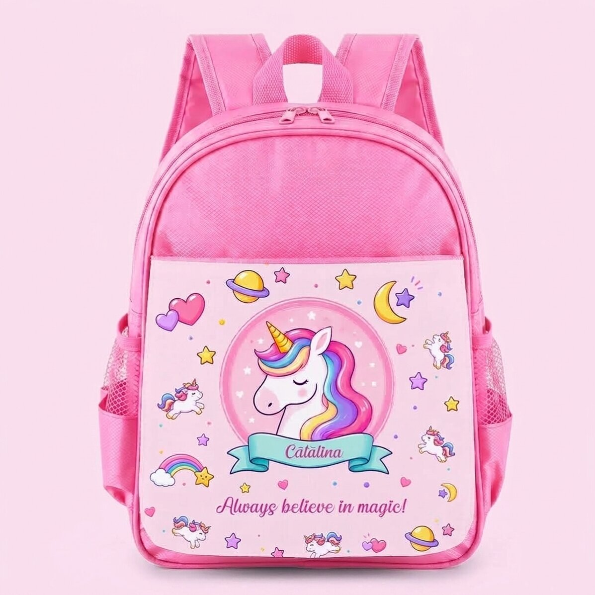 Personalisierter Schulranzen mit Text – Einhorn