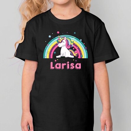 Personalisiertes Baumwoll-T-Shirt für Kinder mit Namen – Einhorn