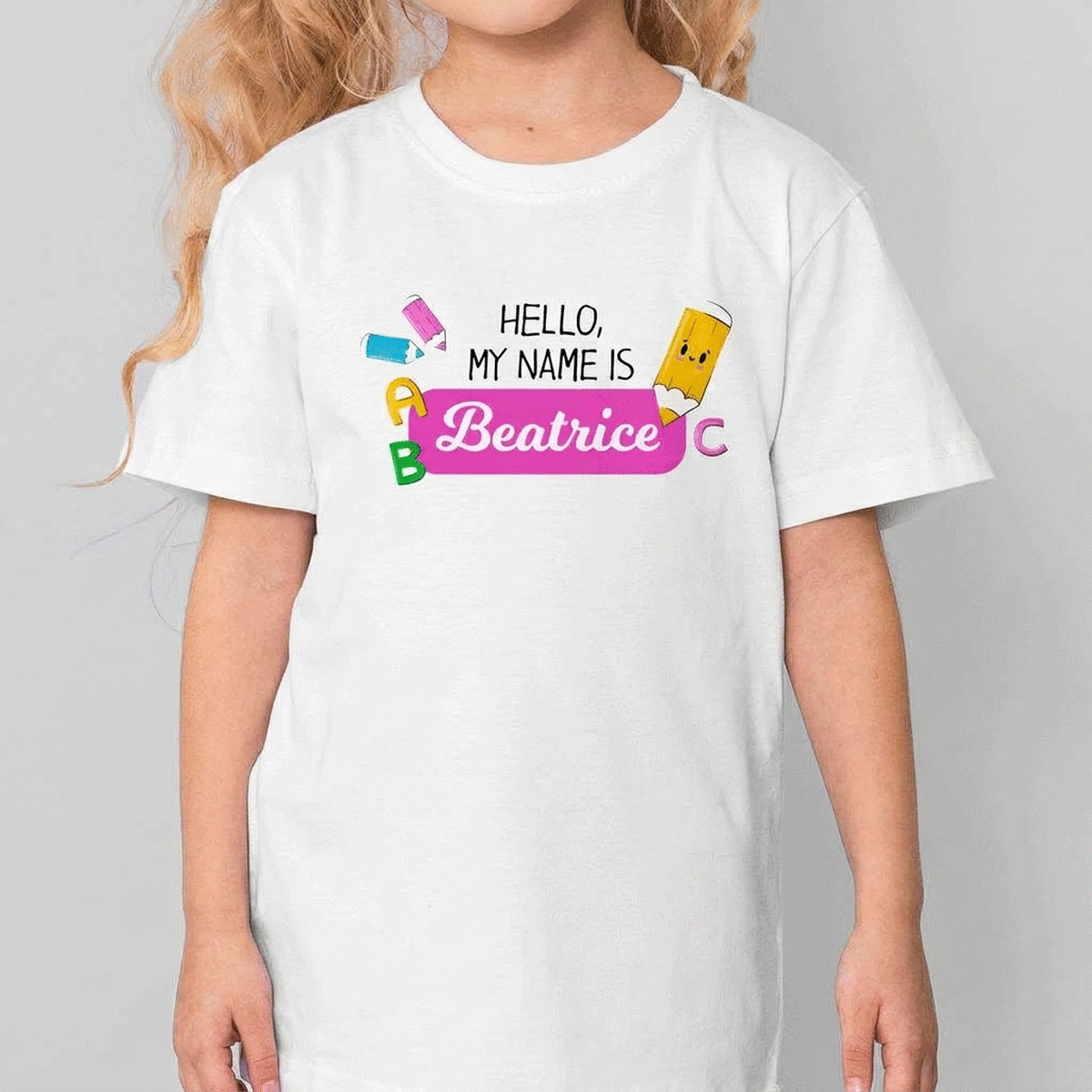 Mit Namen personalisiertes Baumwoll-T-Shirt für Kinder – My name is