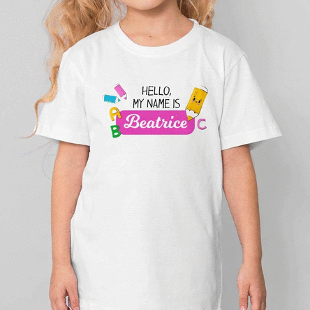Mit Namen personalisiertes Baumwoll-T-Shirt für Kinder – My name is