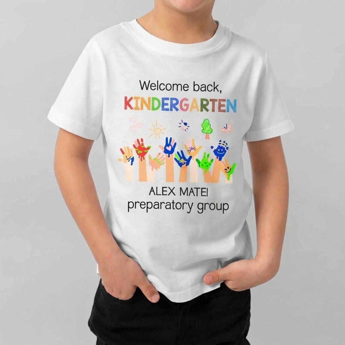 Personalisiertes Baumwoll-T-Shirt für Kinder mit Aufdruck – Kindergarten
