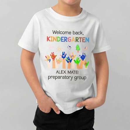 Personalisiertes Baumwoll-T-Shirt für Kinder mit Aufdruck – Kindergarten