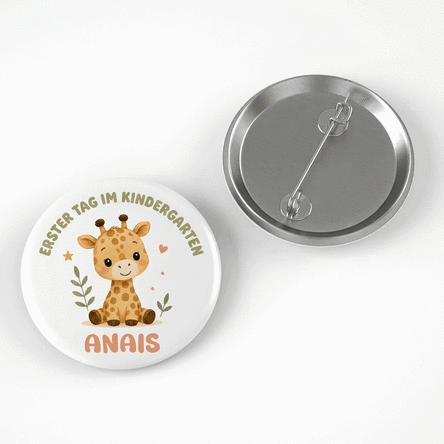 Personalisiertes Button mit Text für den Kindergarten – Tierchen