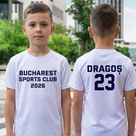Personalisiertes Sport-T-Shirt für Mädchen, Rückseite mit Aufdruck