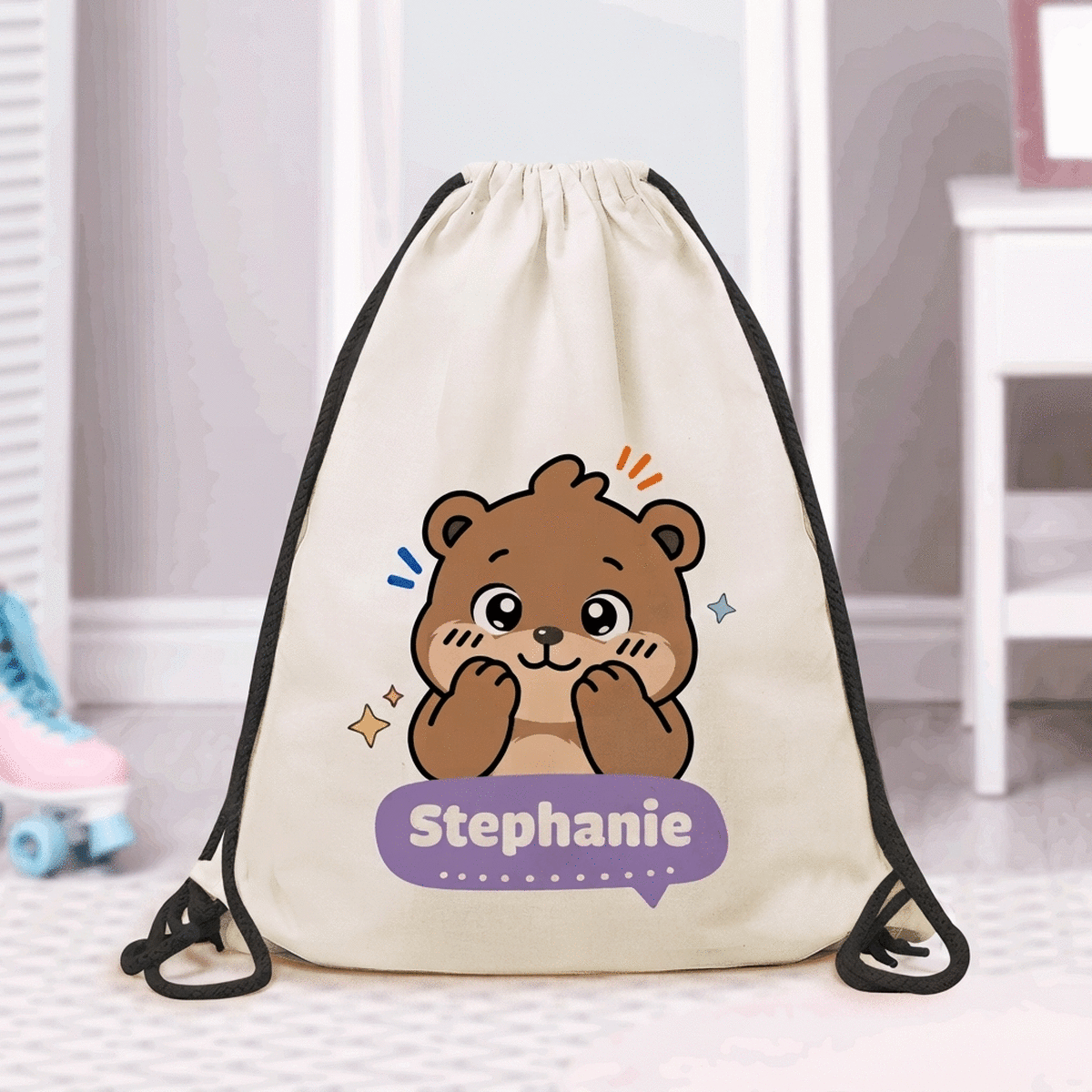 Rucksack mit Namensaufdruck – Bärchen