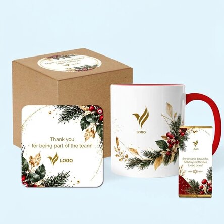 Personalisiertes Weihnachtsgeschenkset mit Logo und Text – Festlich