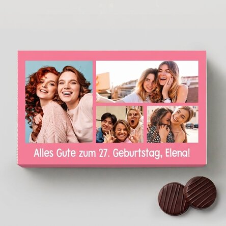 Personalisierte Pralinenschachtel mit 4 Fotos und einer Botschaft
