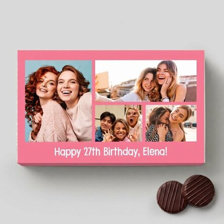 Personalisierte Pralinenschachtel mit 4 Fotos und einer Botschaft