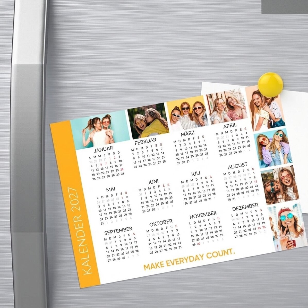 Personalisierter Magnetkalender mit 8 Fotos und einer Botschaft