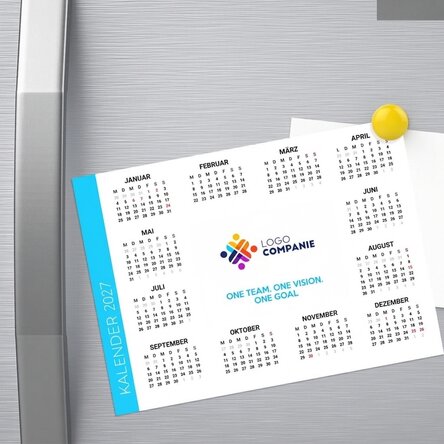 Personalisierter Magnetkalender mit Logo und Botschaft