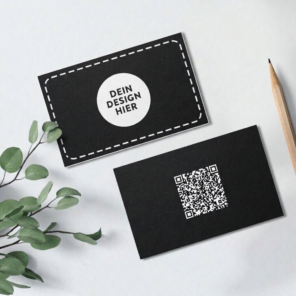Visitenkarten aus Papier, beidseitig bedruckt, mit QR-Code und deinem eigenen Design