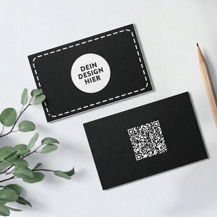 Visitenkarten aus Papier, beidseitig bedruckt, mit QR-Code und deinem eigenen Design