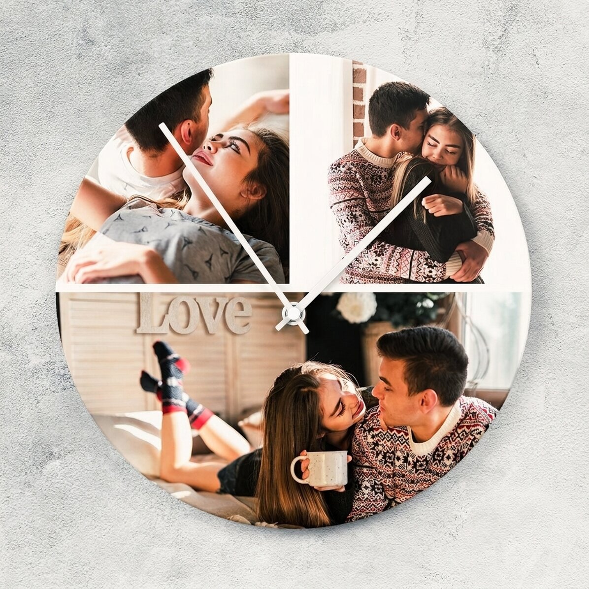 Personalisierte Uhr mit 3 Fotos