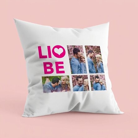 Personalisiertes Kissen mit 5 Fotos – Modell „Love“