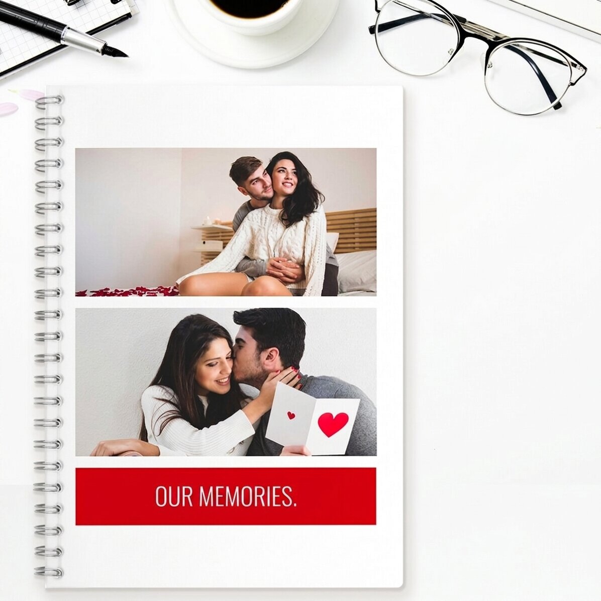 Personalisiertes Notizbuch mit 2 Fotos und Text