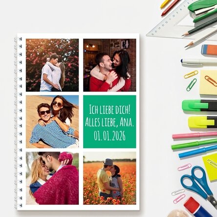 Personalisiertes Notizbuch mit 5 Fotos und Text